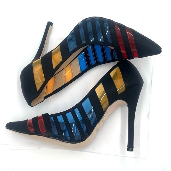 NIB Chase & Chloe Plam Striped Pumps Size 9 - Picture 4 of 11